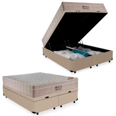Imagem de Cama  Box Baú  Queen Suede  Bipartido + Colchão Ortobom Airtech Molas Ensacadas 65x158x...