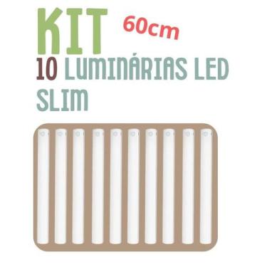 Imagem de Luminária 60 cm LED Sem Fio Sensor Movimento Kit 10 Unidades Atacado R