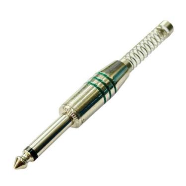 Imagem de Plug p10 mono - prata e verde - com mola - Diprimeira