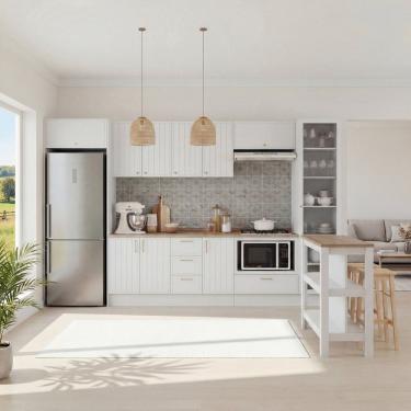 Imagem de Cozinha Modulada 10 Peças com Tampo e Cristaleira e Ilha Marselha CabeCasa MadeiraOrigi...