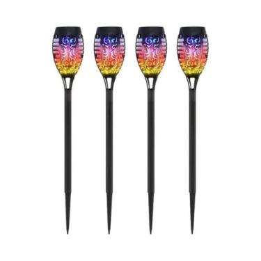 Imagem de Luzes De Tocha Solar RGB À Prova d'Água, Pacote Com 6, 12 LEDs, Decora