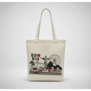 Imagem de Sacola Ecobag Lembrança Rio De Janeiro Cristo Algodão Cru - Corban, Eu