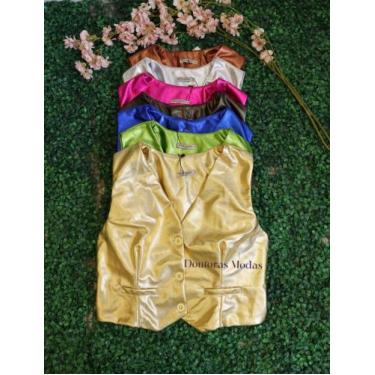 Imagem de Doutoras Modas Colete Metalizado Feminino Luxo Plus Size 186, Prata, G
