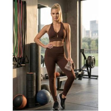 Imagem de kit Conjunto de Top e Calça Para treino e Academia Moda Fitness - Gise