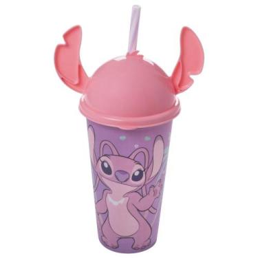 Imagem de Copo Infantil com canudo e tampa orelha Stitch Angel 500ml Plasutil re