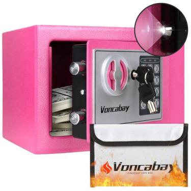 Imagem de Cofre de segurança Voncabay Money Safe com sensor rosa claro