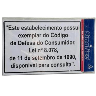 Imagem de Placa Sinalize Lei Código De Defesa Do Consumidor 30x20cm