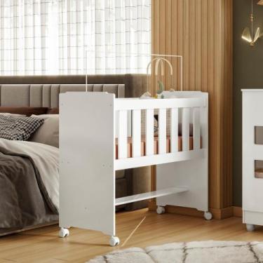 Imagem de Mini Berço 100% MDF com Rodízios Branco - Yescasa