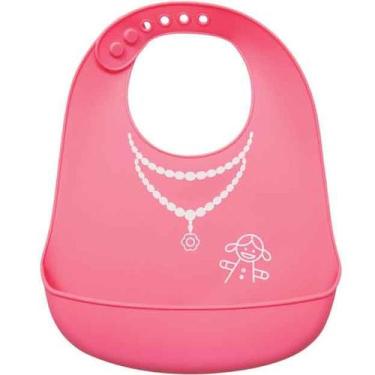 Imagem de Babador de Silicone Buba com Pega Migalhas Menina Rosa