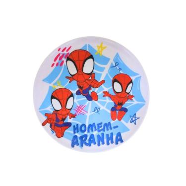 Imagem de Prato Raso Infantil Homem-Aranha Melamina Licenciado Oficial 20cm - Tuut