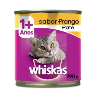 Imagem de Ração Úmida Lata Patê de Frango para Gatos Adultos 290g Whiskas