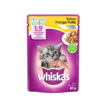 Imagem de Ração Úmida Whiskas Sachê Frango ao Molho para Gatos Filhotes 85 g