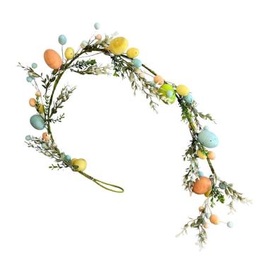 Imagem de Cordão Festão Colorido Ovos Folhas Páscoa com Estrutura de Arame Revestido e Acabamento Finíssimo Cromus