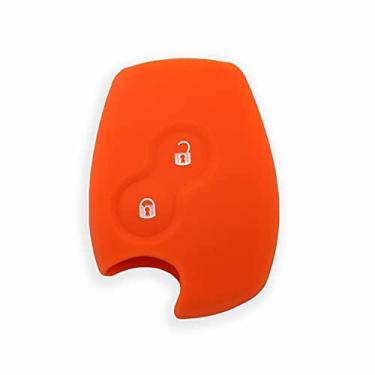 Imagem de WSWJDW Silicone 2 Botões Car Key Case Cover Chaveiro Ring Key Bag, apto para Renault Kangoo Dacia Scenic Megane Sandero Captur Twingo Modus, Orange