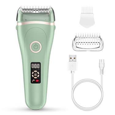 Imagem de Elétrica indolor lady shaver para mulher carregamento usb biquíni trimmer para todo o corpo à prova dwaterproof água display lcd molhado & seco usando (verde)