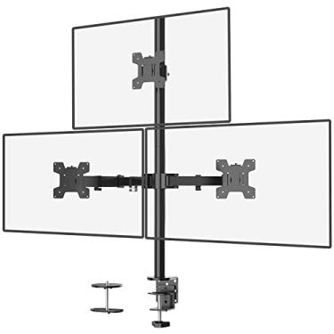Imagem de WALI Suporte de mesa para monitor triplo, suporte totalmente ajustável para três monitores para 3 telas de até 68 cm, 10 kg, capacidade de peso por braço (M003), preto