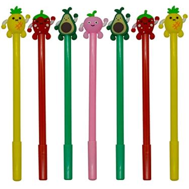Imagem de Maydahui 28 canetas esferográficas em forma de frutas fofas Kawaii caneta preta tinta gel morango, abacaxi, pêssego, abacate, suculento, abacate, pêssego, abacate, para escola, escritório, artigos de papelaria