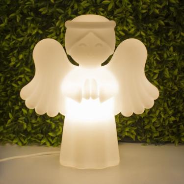 Imagem de Luminária Abajur Infantil Usare Anjo Anjinho Guarda Branco Presente Decoração