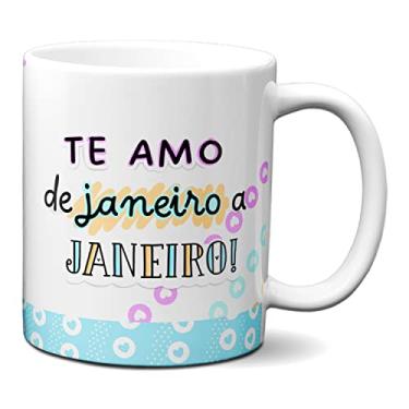 Imagem de Caneca Flork Namorados Fofos Te Amo De Janeiro A Janeiro (Branca)