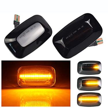 Imagem de 2 peças de luzes de para-lama LED dinâmico marcador lateral luz de seta fluindo repetidor lateral para Toyota Landcruiser 70 80 100 Series (preto)