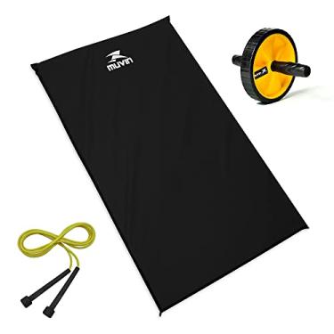 Imagem de Kit Funcional Colchonete de Espuma D18 Muvin + Corda de Pular Tamanho Ajustável em PVC + Roda de Exercícios Abdominais - Academia – Exercícios - Ginástica – Fitness Funcional - Treino em Casa (Preto)