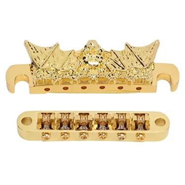 Imagem de Pontes de selas de 6 cordas, metal de sela de rolo dourado fácil com orifício de montagem de 6 mm para EPI para LP