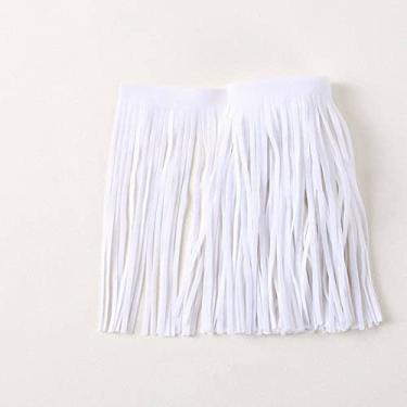 Imagem de Meetee 2 metros 15 cm x 3 mm couro camurça borla renda engrossar fita para bolsa bagagem acessórios de vestuário manual decoração diy, branco, camurça, 3 mm