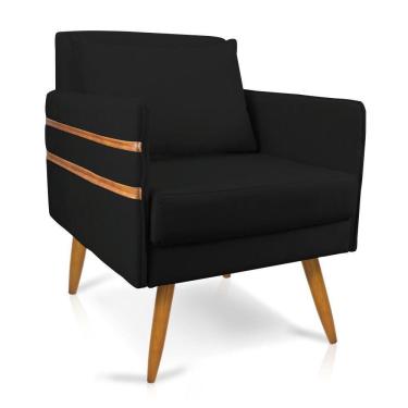 Imagem de Poltrona Mari Suede Pés Palito Castanho - D`Rossi Preto