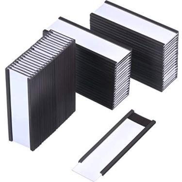 Imagem de Etiquetas com suporte magnético para etiquetas com ímãs, porta-cartões de dados magnéticos com películas protetoras de reposição para cesto de prateleira (3 x 1 polegada, 60)