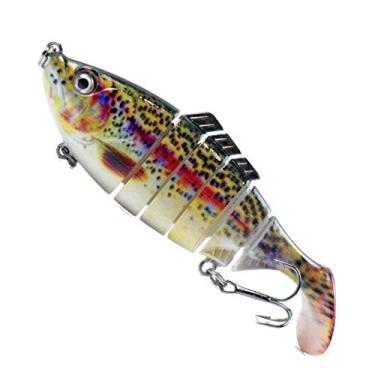 Imagem de Tingpai Iscas de pesca de 3,9 pol. / 0,6 onças pa truta ba o Iscas de corpo rígido de 6 segmentos com gancho agudo Isca de pesca com múltiplas a culações Isca de pesca com múltiplas a culações Olhos