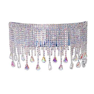 Imagem de Óculos de sol grandes óculos de sol feminino luxo borla cristal diamante óculos de sol máscara steampunk óculos de proteção para os olhos sombra, 4, tamanho único