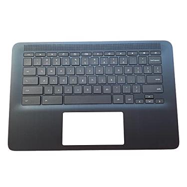 Imagem de Substituição para HP Chromebook 14 G6 CB14G6 CelN4000 Laptop 15,6 polegadas Parte de montagem de teclado apoio para palma da mão L90459-001