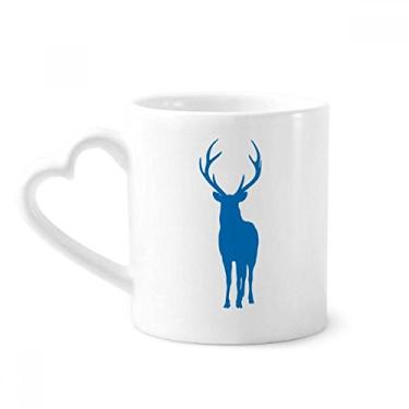 Imagem de Caneca de cereal de madeira azul animal cervo caneca de café cerâmica copo de coração de vidro