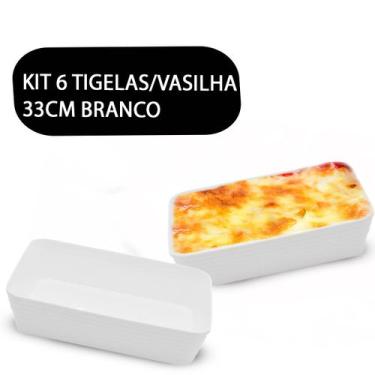 Imagem de Kit 6 Travessas Retangular Saladeira Petisqueira Com Friso Le Chef Bra