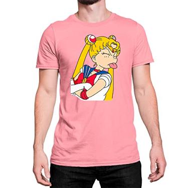 Imagem de Camiseta T-Shirt Sailor Moon Cute Mostrando a Língua Algodão Cor:Rosa;Tamanho:GG