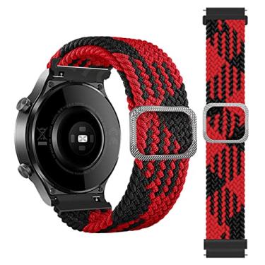 Imagem de HAZELS Pulseira de relógio inteligente de nylon para 20mm 22mm Universal trançado Solo Loop Watch4 40 44 Classic 46 42mm Strap (Cor: vermelho e preto, Tamanho: 20mm Universal)