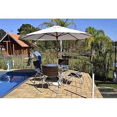 Imagem de Jogo De Mesa De Piscina 4 Cadeiras De Alumínio Com Ombrelone