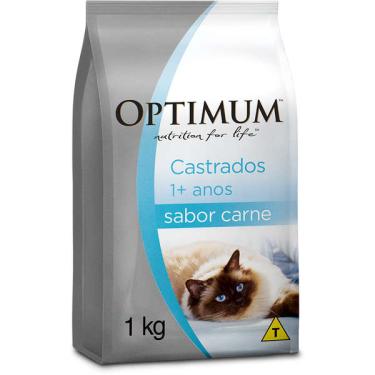 Imagem de Ração Seca Optimum Carne para Gatos Adultos Castrados - 1 Kg