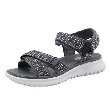 Imagem de Sandálias ortopédicas para mulheres confortáveis para fascite plantar para pés chatos logotipo personalizado sandálias femininas de salto (cinza, 35)