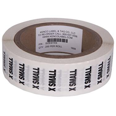 Imagem de Etiquetas de tamanho da roupa – 3,17 cm x 12,7 cm – 250 tiras por rolo – Transparente com tinta preta e branca da Kenco, Extra Small