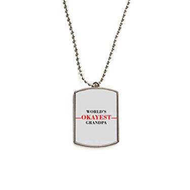 Imagem de DIYthinker World's Okayest Grandpa Best Citação Colar com pingente de etiqueta de cachorro de aço inoxidável