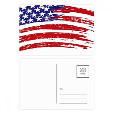 Imagem de Conjunto de cartões postais Stars And Stripes Bend America Country Flag de aniversário, cartão de agradecimento, 20 peças