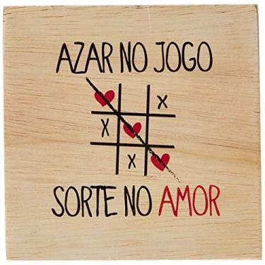 Imagem de Arte Maníacos Bloco em madeira Azar no Jogo Sorte no Amor - 15x15cm