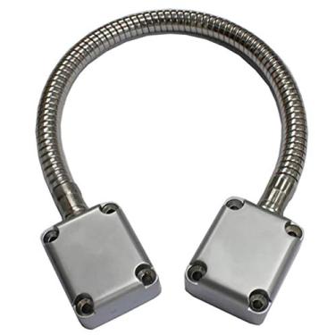 Imagem de LBS Cabo de porta blindado de aço inoxidável flexível 401 com tampas de extremidade de liga de zinco, conduíte de arame para porta alarmada de 56 cm