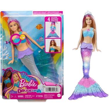 Imagem de Barbie Sereia Com Luz Arco Íris Que Brilha Na Água Mattel