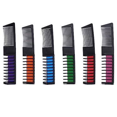 Imagem de KALLORY Conjunto De 6 Unidades Pente De Cabelo Aplicador De Tintura De Cabelo Cor De Cabelo Lavável Giz De Cabelo Cor Doce Escova De Cabelo Garota O Material Interno é Cera Senhorita