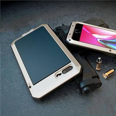 Imagem de Capa de telefone de metal e alumínio à prova de choque para iPhone 11 Pro XS MAX XR X 7 8 6 6S Plus 5S 5 SE 2020 Capa protetora completa, ouro, para iPhone XS