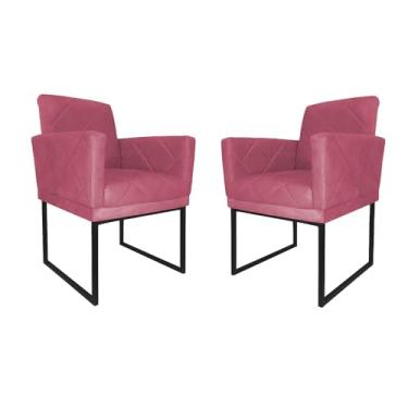 Imagem de Kit 02 Poltronas Klara Base Ferro Preto Suede - Estopar