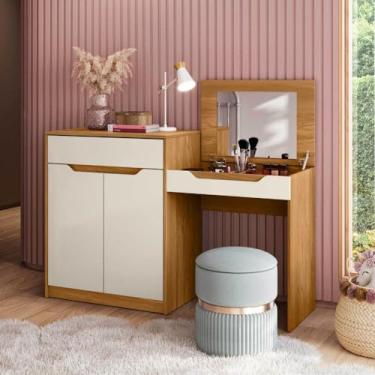 Imagem de Penteadeira Infantil Camarim Bambolê Carvalho Grife/off White