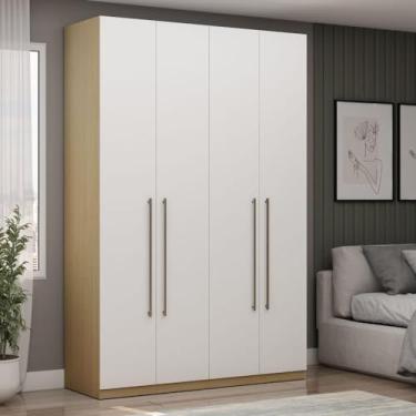 Imagem de Guarda-roupa 4 Portas 3 Gavetas 100% Mdf Modulado Infinity Savana/branco